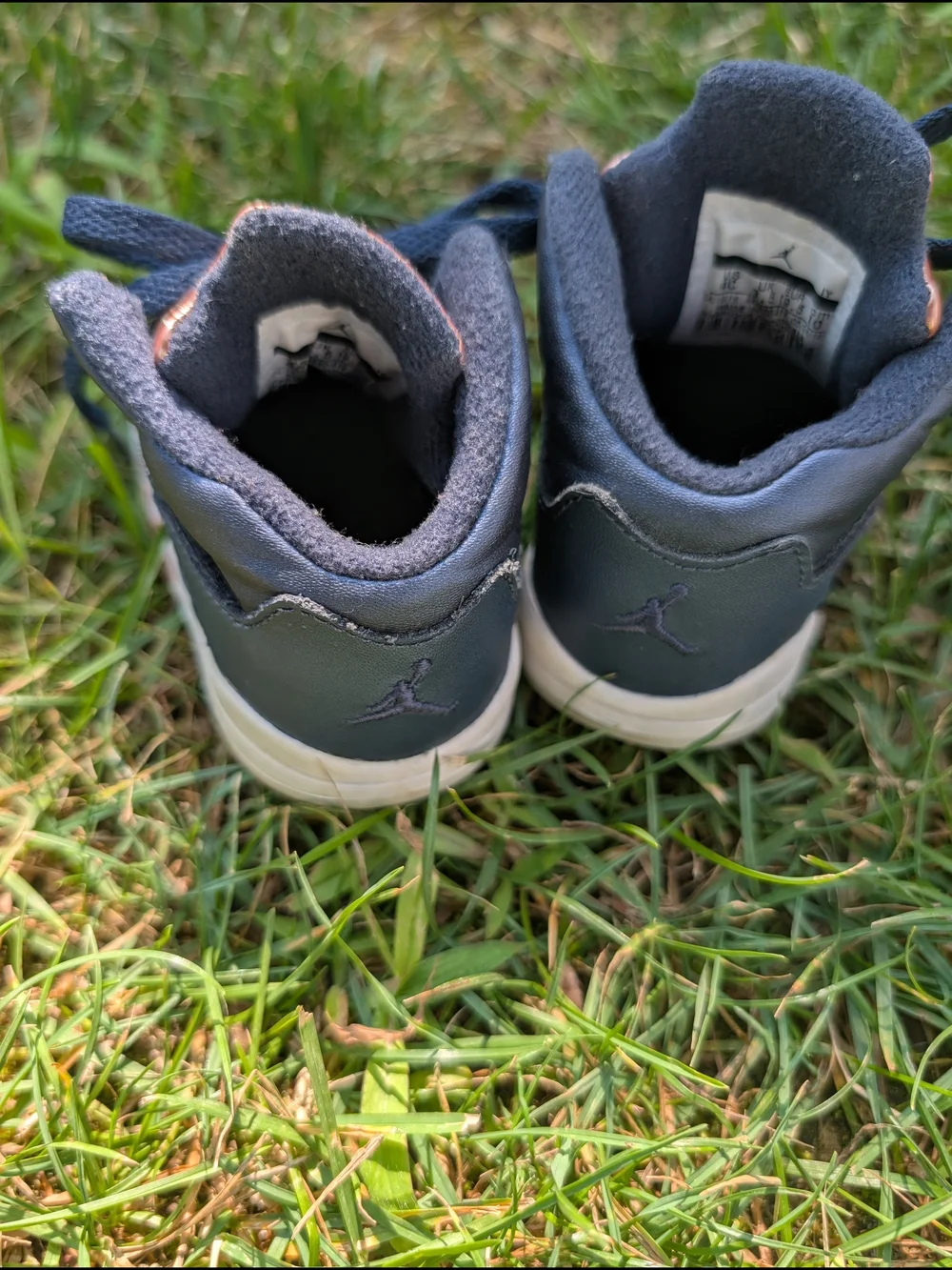 Jordan Kids Navy High-Top Sneakers with Metallic Copper Tongues